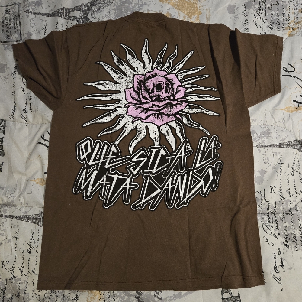 Brown Graphic Tee with Sunflower Design